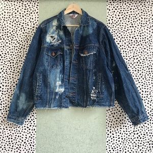 Vintage Distressed and Bleached Denim Jacket